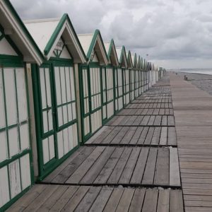 Poster, Cabines de plage à gauche, Cayeux sur mer (France)